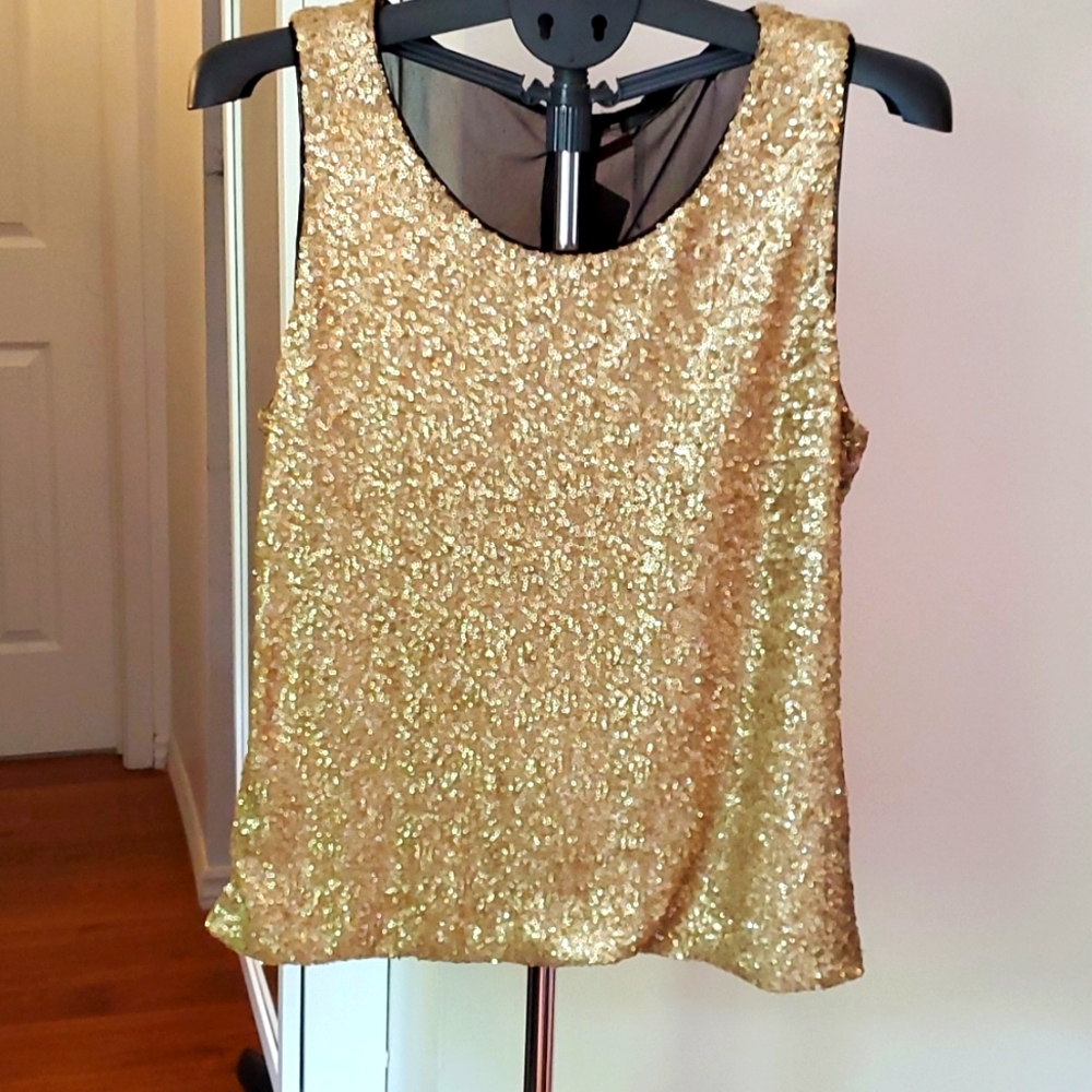 New gold sequin tank top size large  Ness